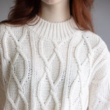 Elan Cable Knit Sweater for Women in Off White