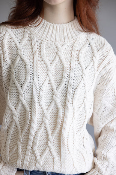 Elan Cable Knit Sweater for Women in Off White
