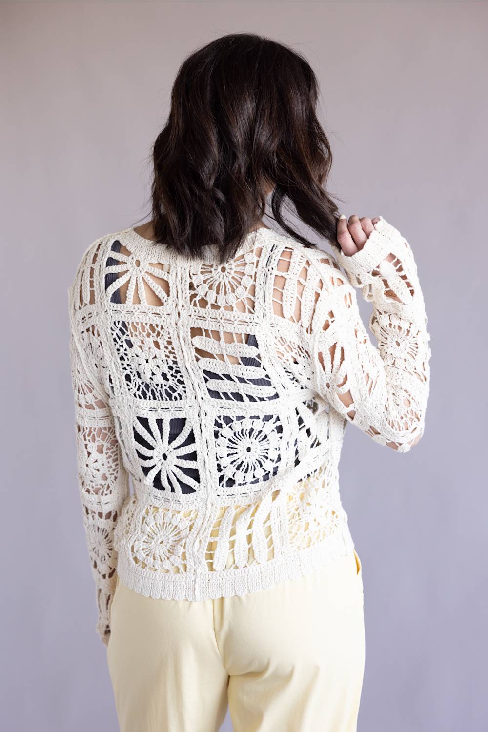 Elan Crochet Cardigan for Women in Off White