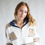 Elan Half Zip Sweater for Women in Ivory