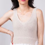 Elan Knit Mix Maxi Dress for Women in Natural/White