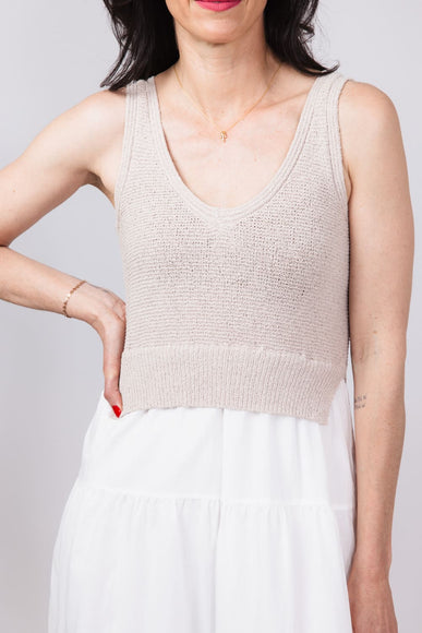 Elan Knit Mix Maxi Dress for Women in Natural/White