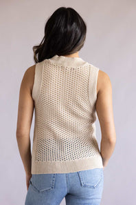 Elan Open Knit Sweater Tank for Women in Sand
