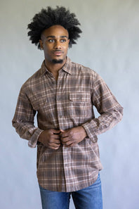 1897 Legends Corduroy Reverse Plaid Flannel Shirt for Men in Brown Tan | F13005-BRNTAN