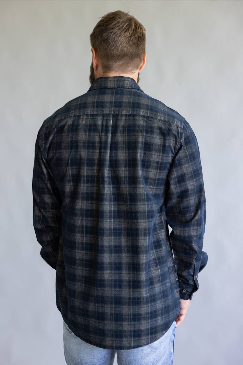 1897 Legends Corduroy Reverse Plaid Flannel Shirt for Men in Navy Olive | F13006-NAVYOLIVE
