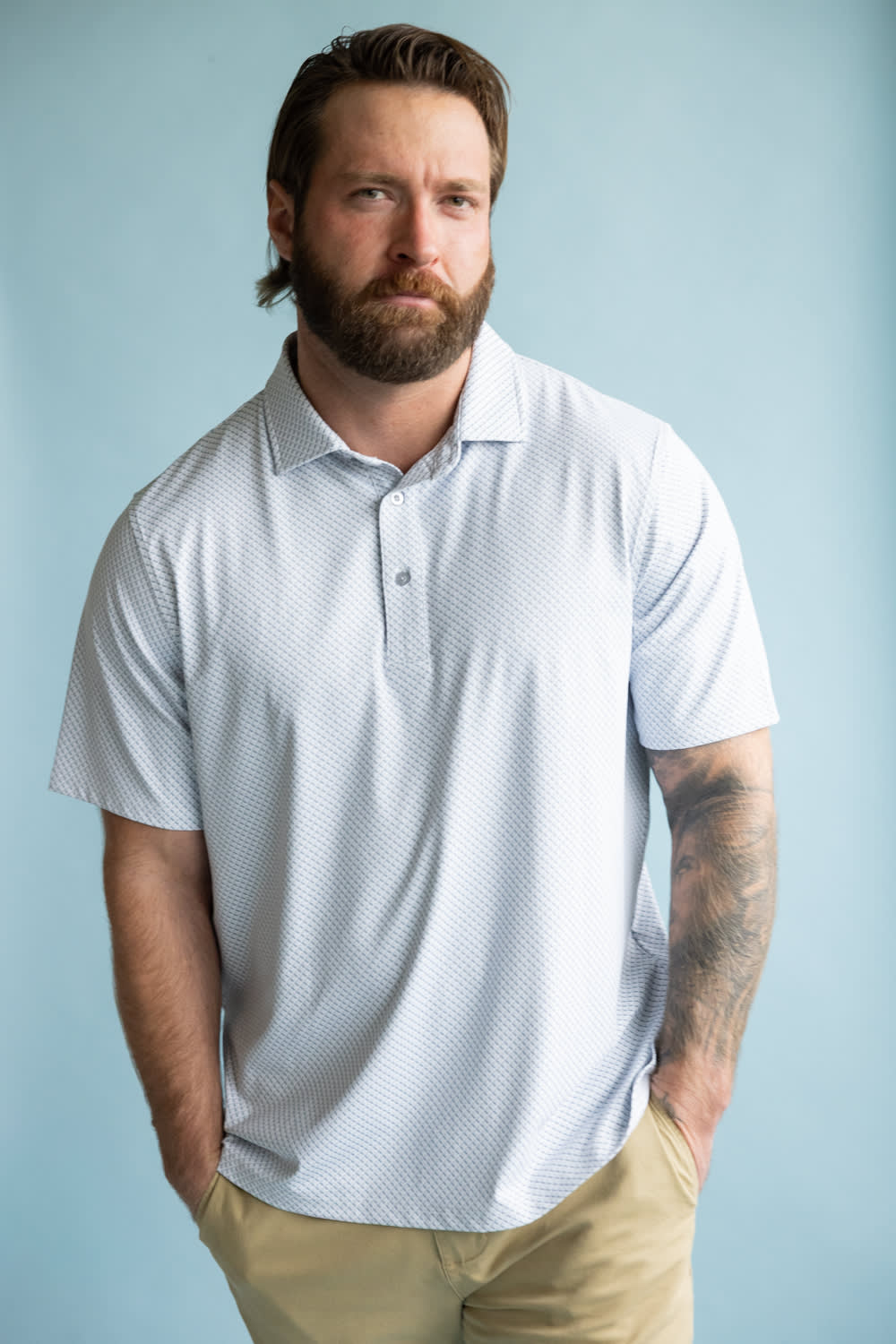 1897 Legends Geometric Polo for Men in Silver