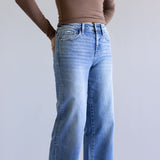 Flying Monkey High-Rise Cuffed Hem Wide Leg Jeans for Women