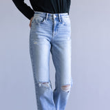Flying Monkey High-Rise Frayed Wide Leg Jeans for Women