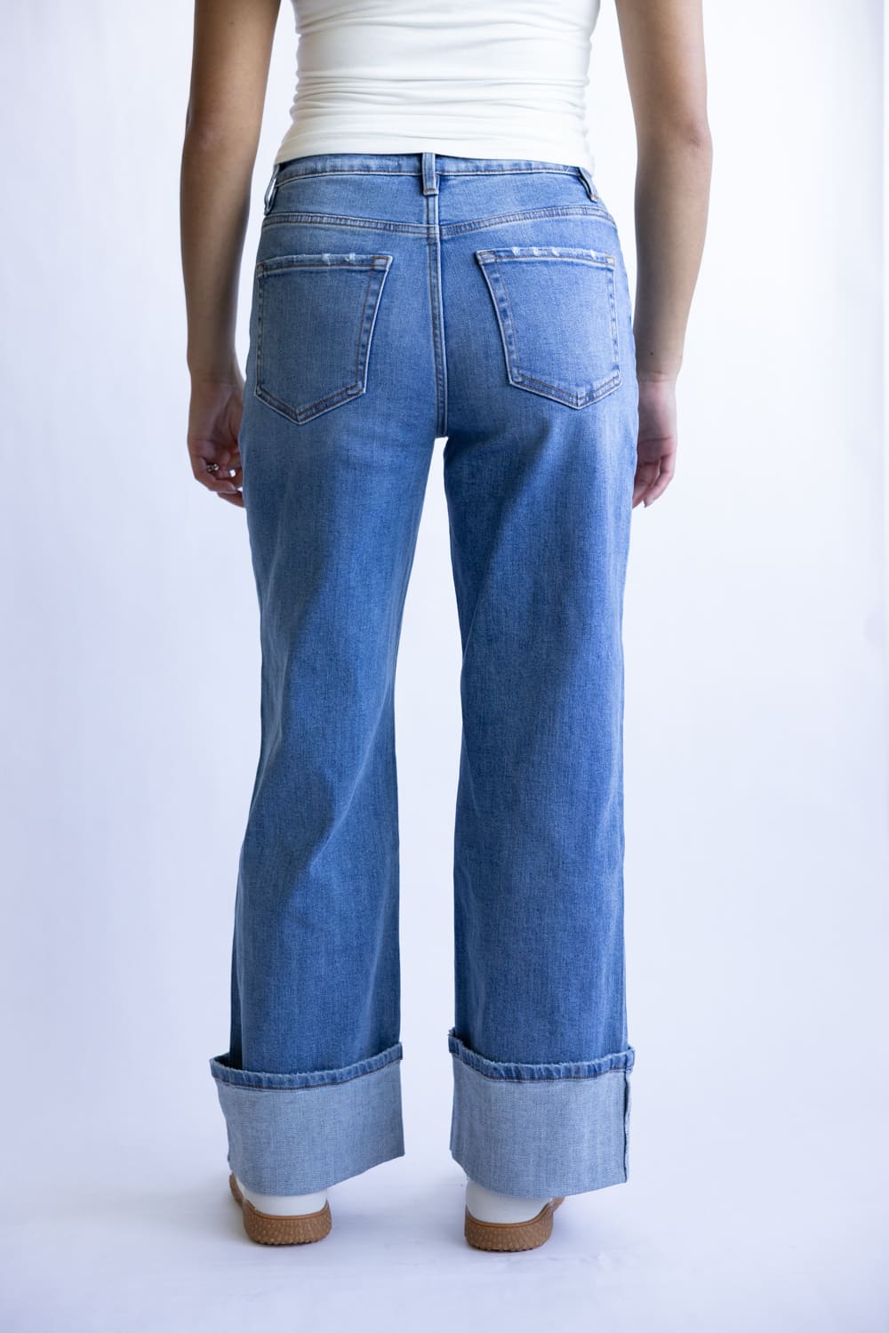 Flying Monkey High-Rise Wide Leg Cuffed Jeans for Women