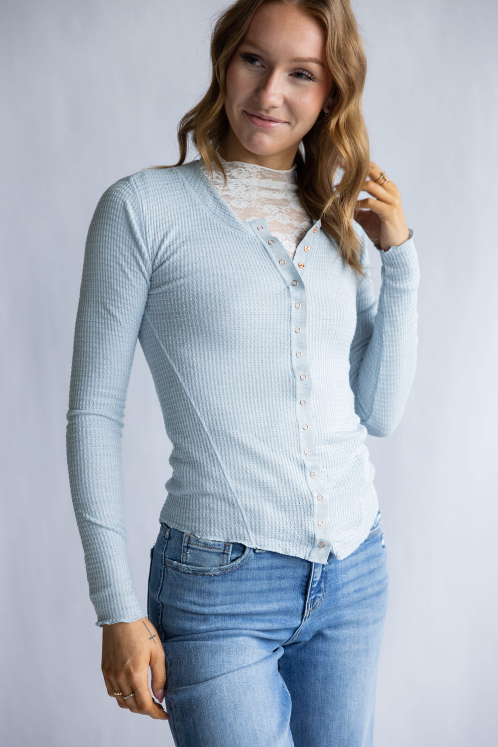 Free People Intimately Going Places Cardi for Women in Pearl Blue