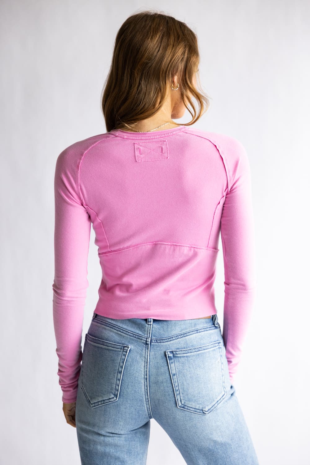 Free People We The Free Protagonist Long Sleeve Top for Women in Double Bubble Pink