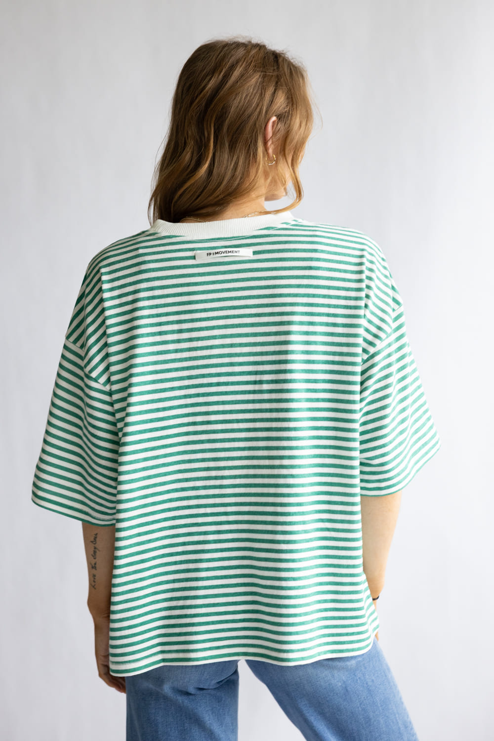 FP Movement Tackle Stripe Tee for Women in Court Stripe Green