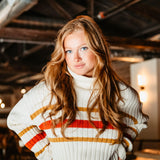 Papermoon Turtleneck Stripe Sweater for Women in Cream