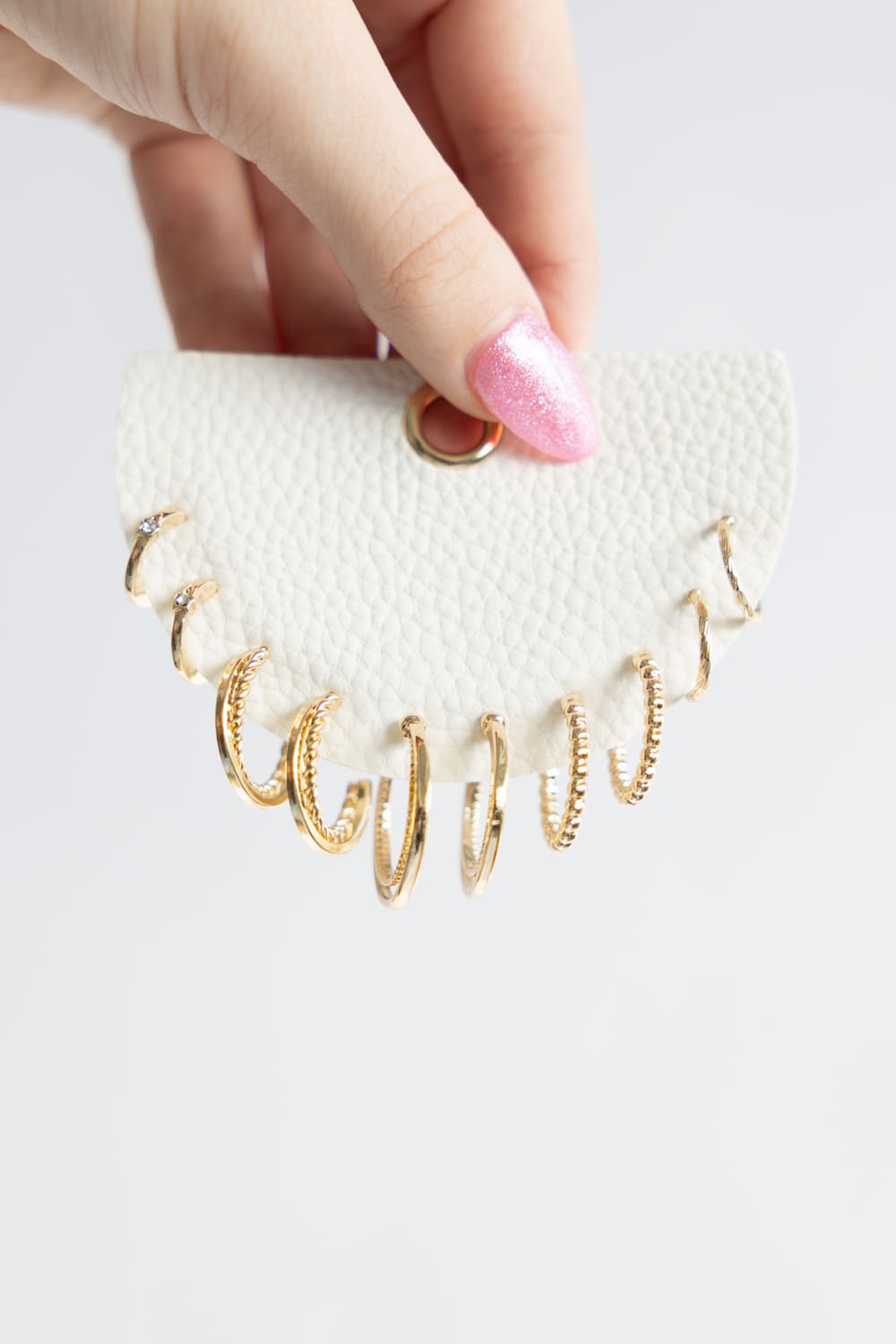 Five Pair Hoop Earrings Set for Women in Gold