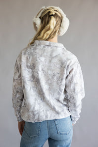 Fleece Half Zip Sweatshirt for Women in Cream Camo