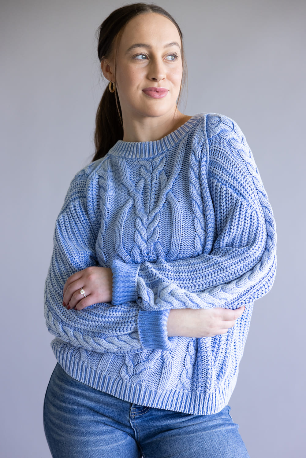 Free People Frankie Cable Sweater for Women in Blue
