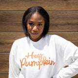 1897 Active Embroidered Hey Pumpkin Sweatshirt for Women in Ivory