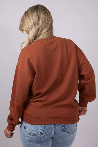 1897 Active Embroidered Pumpkin Face Sweatshirt for Women in Rust