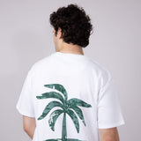 Green Palm Tree T-Shirt for Men in Off White