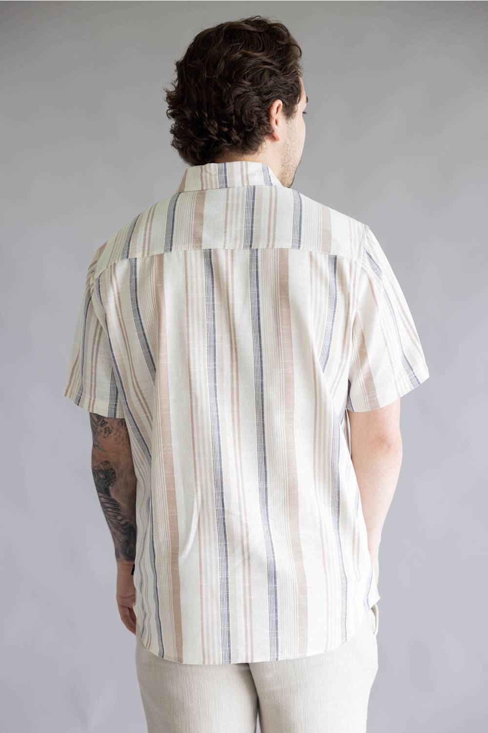 Union Rio Striped Button Down Shirt for Men in Flax