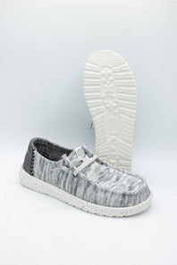 HEYDUDE Womens Wendy Knit Shimmer Shoes in Light Grey