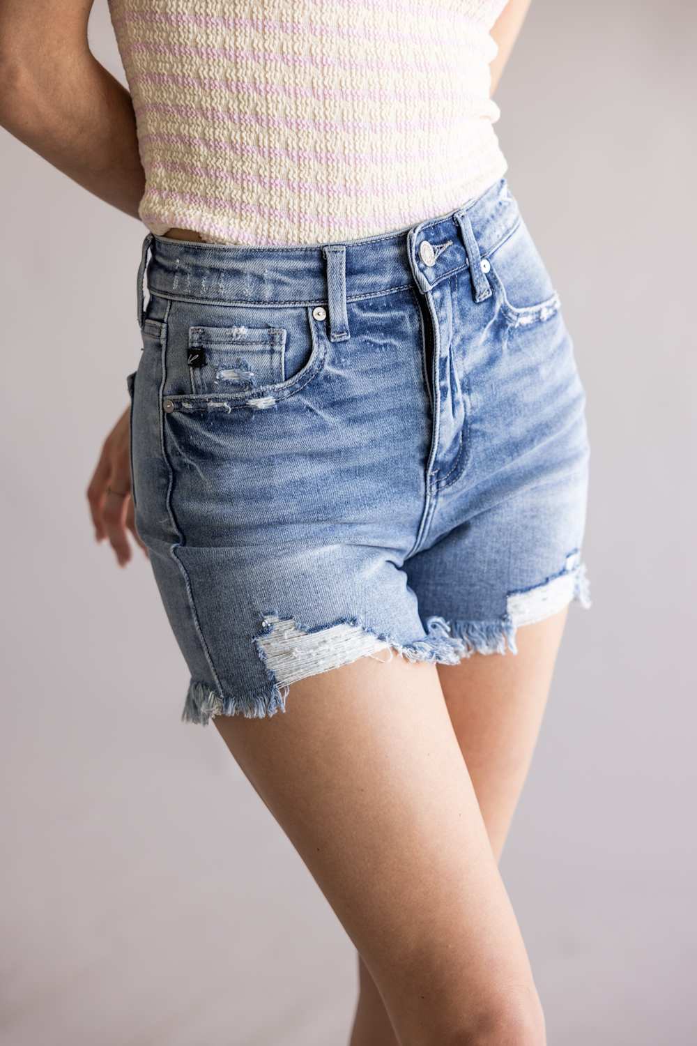 KanCan x Glik’s Best Friend Fray Hem Distress Denim Shorts for Women