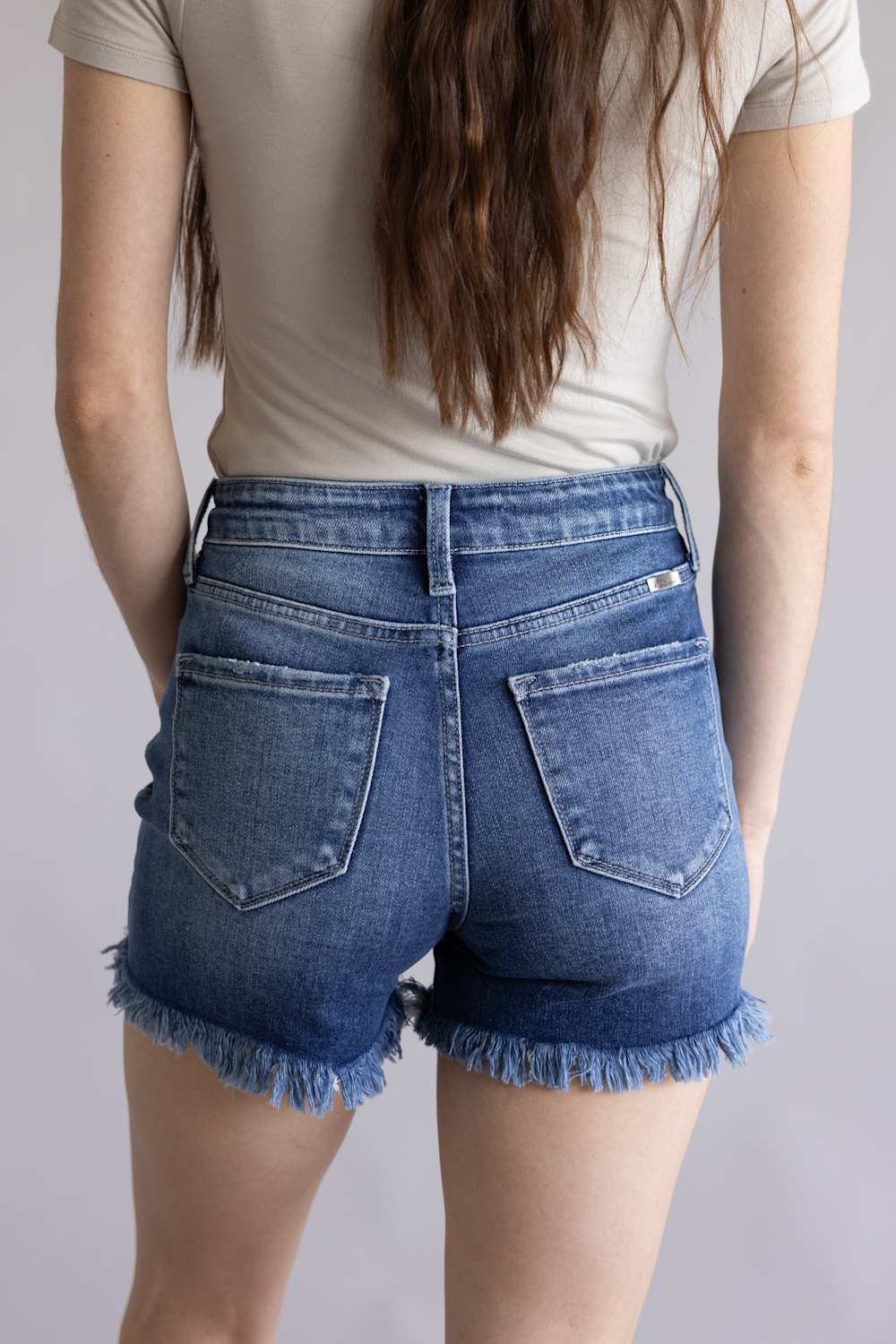 KanCan x Glik's Best Friend Fray Hem Distress Denim Shorts in Dark