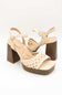 Hudson Platform Block Heels for Women in Beige 