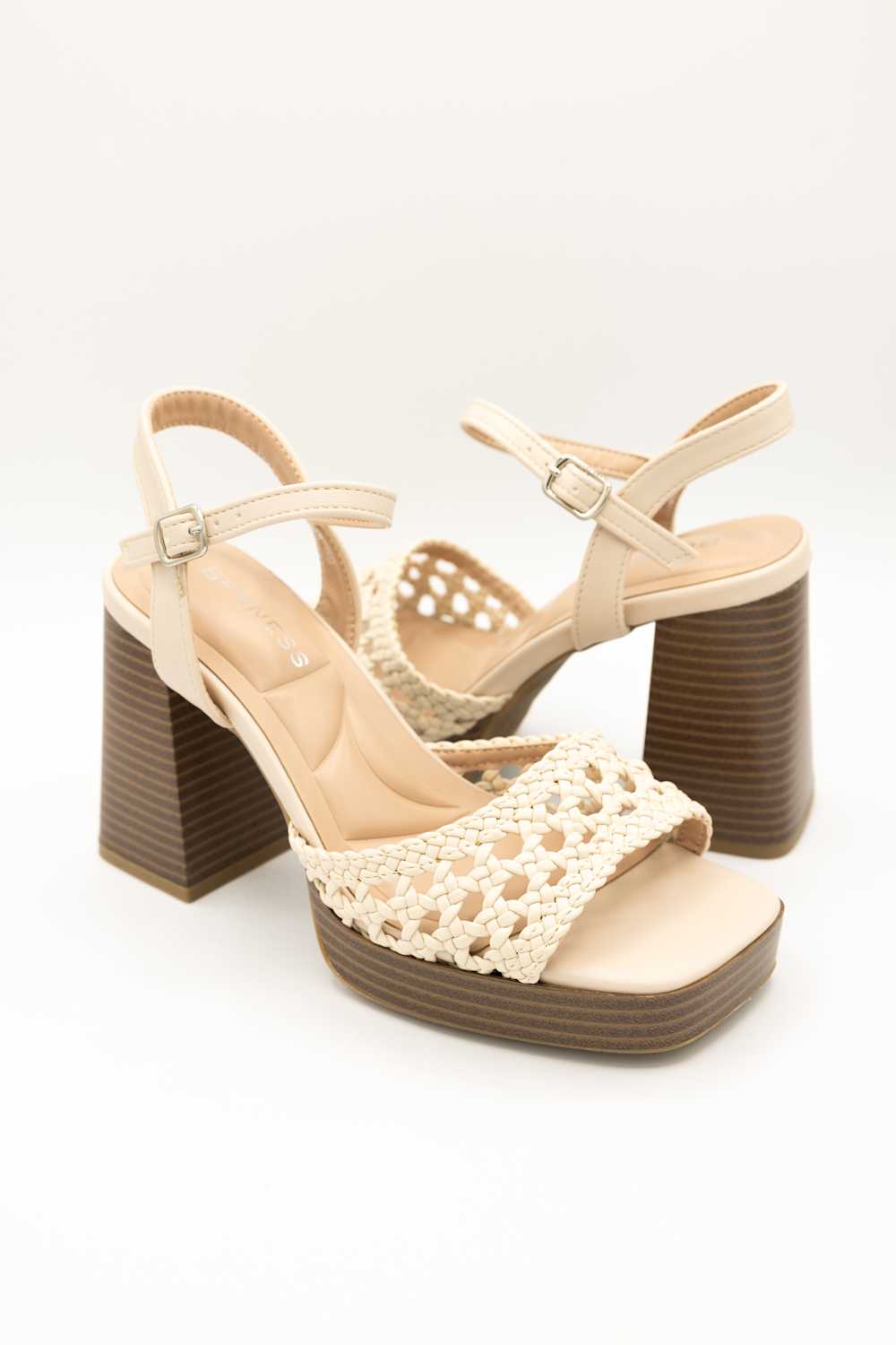 Hudson Platform Block Heels for Women in Beige 