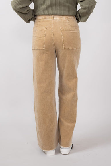 Washed Flare Corduroy Pants for Women in Taupe