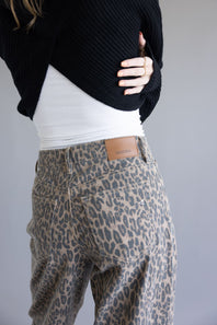 Hidden Alyx High Rise Slung Baggy Jeans for Women in Leopard Brown