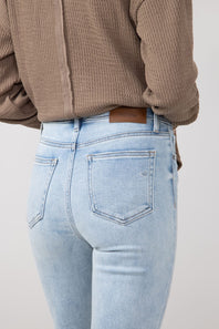 Hidden Happi Distressed Knee Crop Flare Jeans for Women