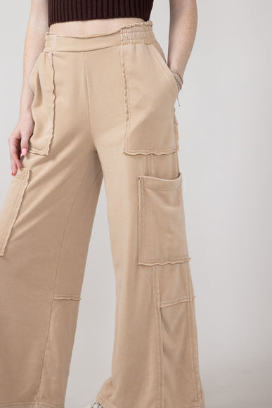 Knit Cargo Lounge Pants for Women in Taupe