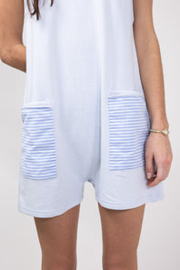 Illa Illa Striped Patch Romper for Women in Light Blue