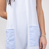 Illa Illa Striped Patch Romper for Women in Light Blue