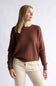 Textured waffle knit crew neckline sweater with long sleeves