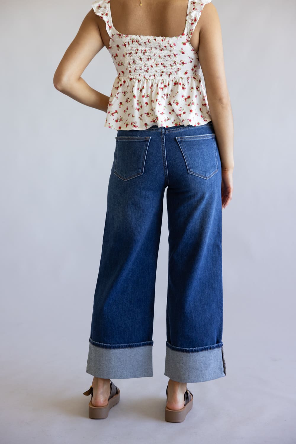 JBD Liv High Rise Cuffed Slim Wide Leg Petite Jeans for Women