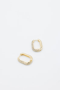 Oval Huggie Earrings for Women in Gold
