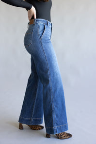 Judy Blue Mid Rise Retro Wide Leg Jeans for Women