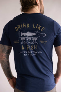 Jetty Bottle Service T-Shirt for Men in Navy