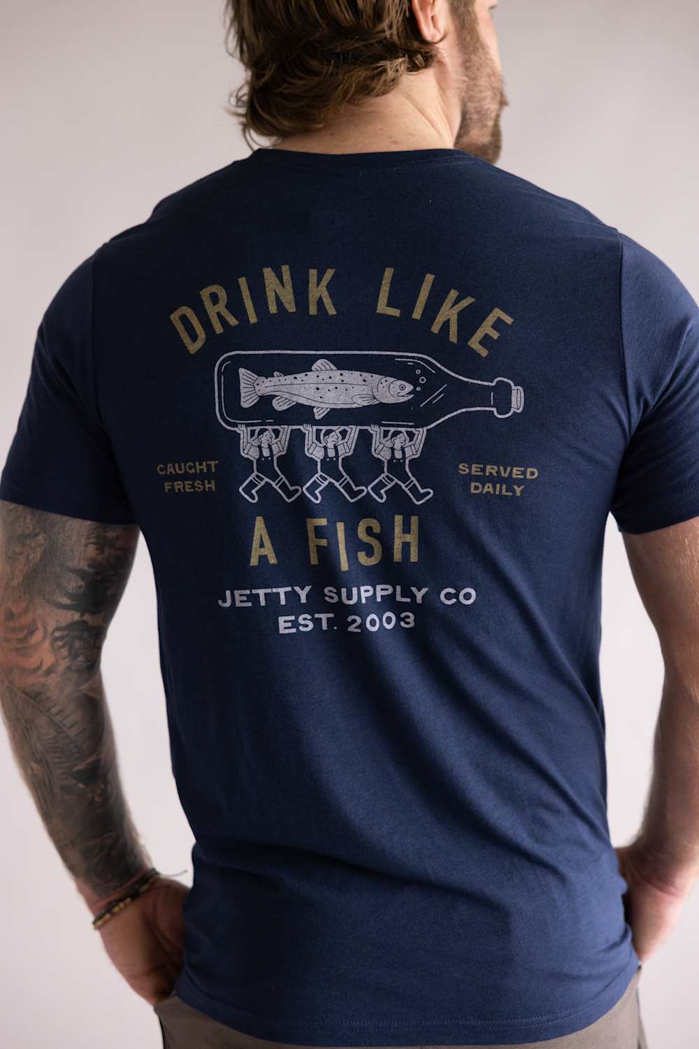 Jetty Bottle Service T-Shirt for Men in Navy