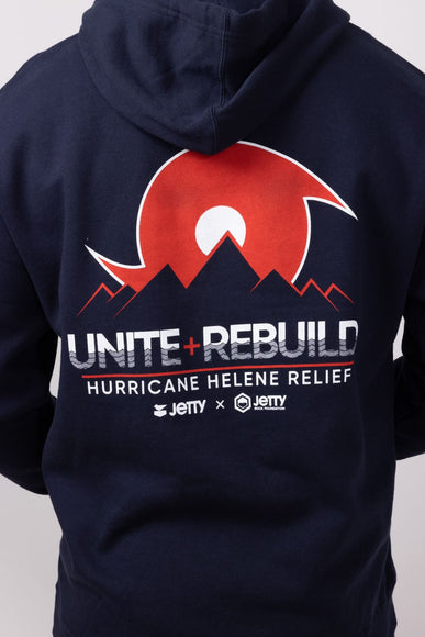 Jetty Hurricane Helene Relief Hoodie for Men in Navy