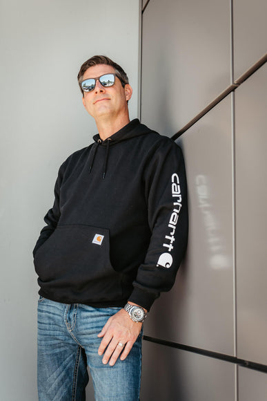 Carhartt Logo Sleeve Graphic Hoodie for Men in Black