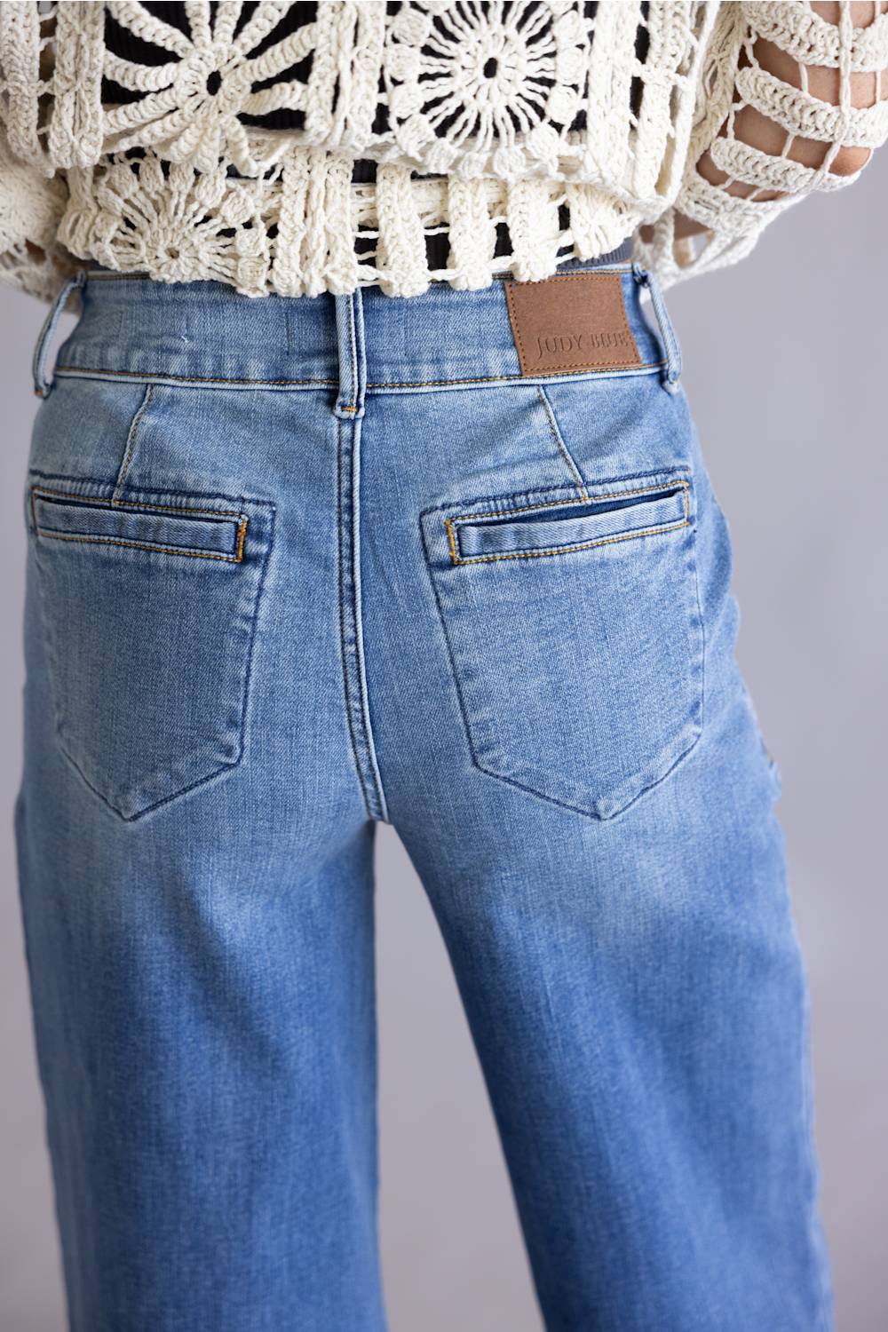 Judy Blue High Rise Column Trouser Wide Leg Jeans for Women