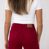Judy Blue High Rise Heart Pocket Straight Jeans for Women in Scarlet Red