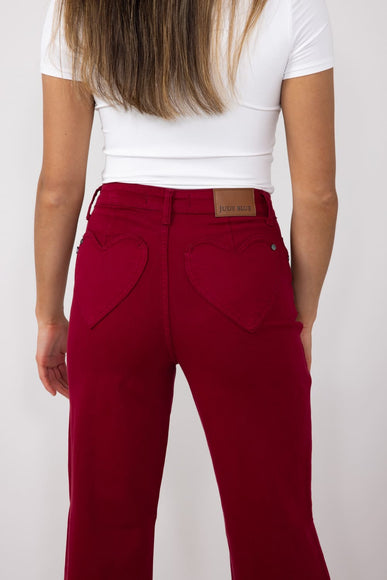 Judy Blue High Rise Heart Pocket Straight Jeans for Women in Scarlet Red