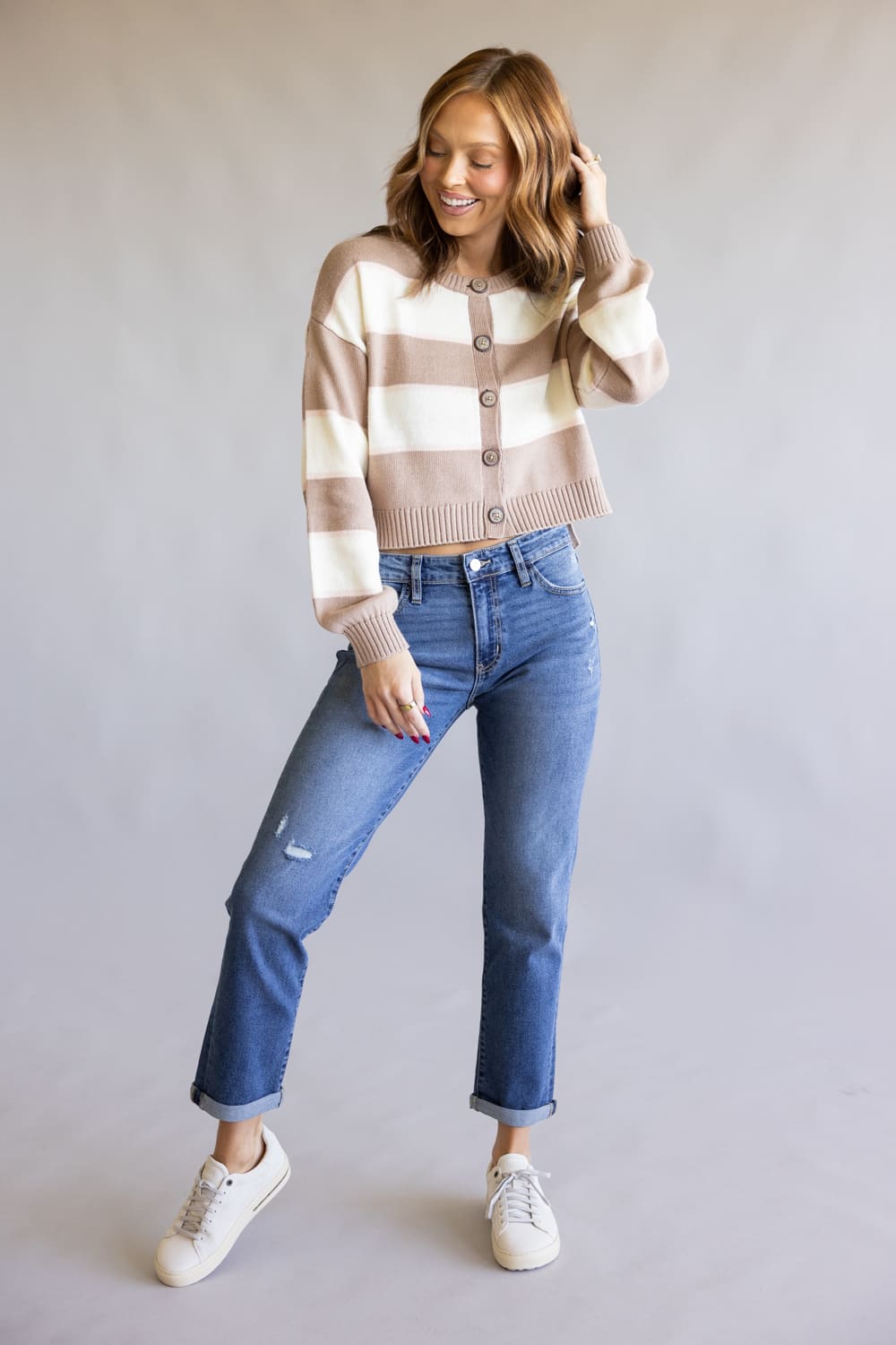 KanCan Mid-Rise Boyfriend Cuff Leg Jeans for Women