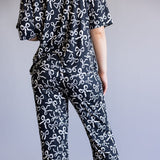 Bow Soft Pajama Set for Women in Black
