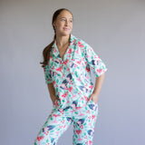 Mistletoe Champagne Soft Pajama Set for Women in Mint