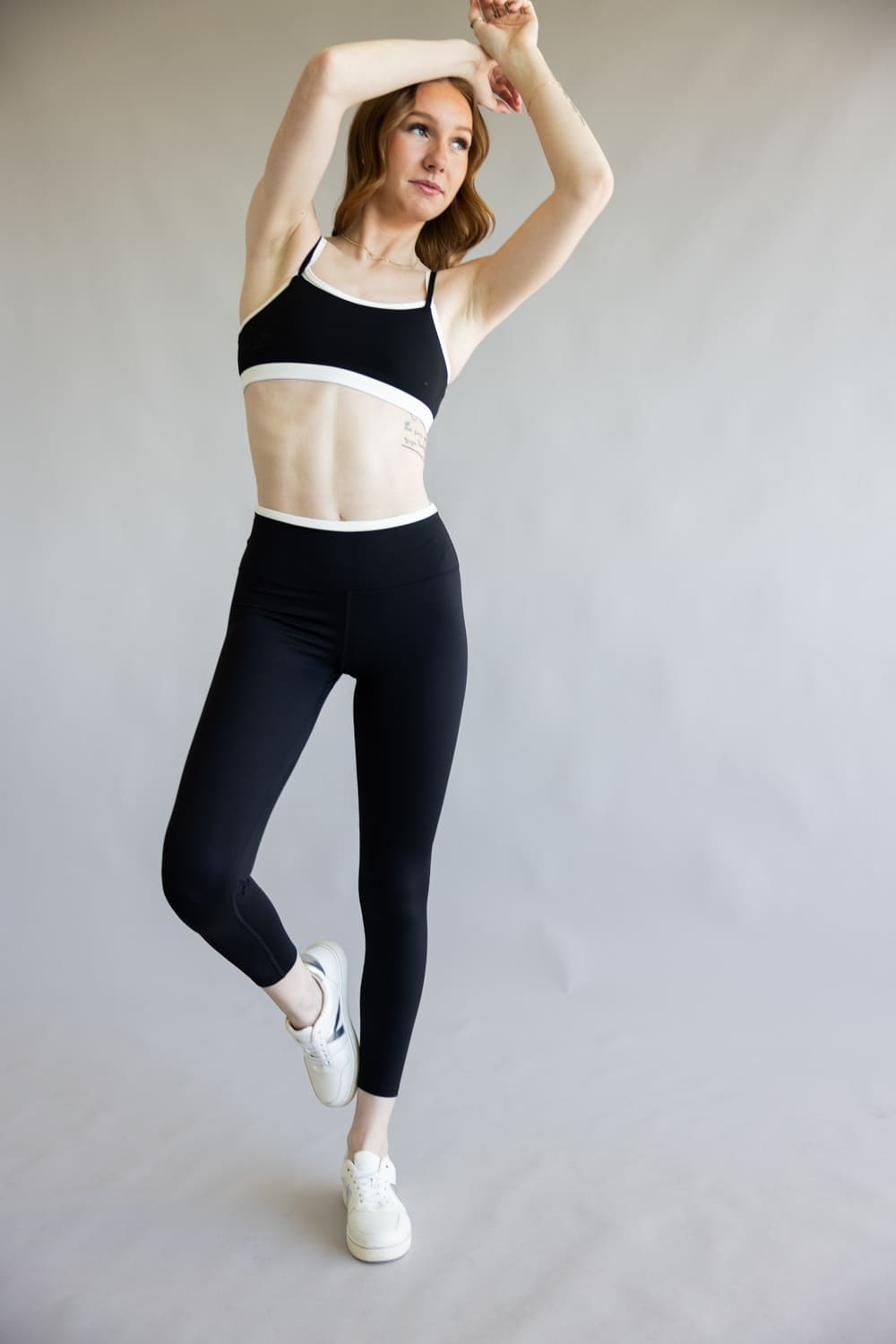 Double Layer Leggings for Women in Black/White